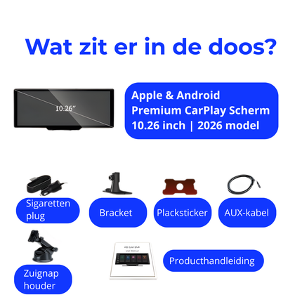 Apple CarPlay Scherm & Android Auto | 10.26 inch los scherm | 2026 model